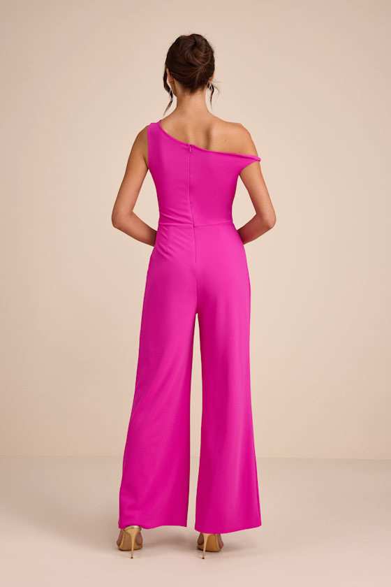 Magenta One-Shoulder Jumpsuit - Twisted Strap Jumpsuit - Jumpsuit - Image 5