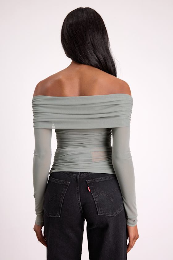 Sage Mesh OTS Top - OTS Long Sleeve Top - Sheer Mesh Top - Top - Image 3