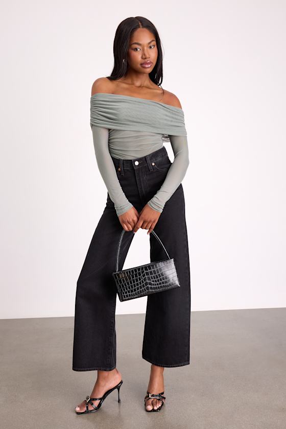 Sage Mesh OTS Top - OTS Long Sleeve Top - Sheer Mesh Top - Top - Image 4
