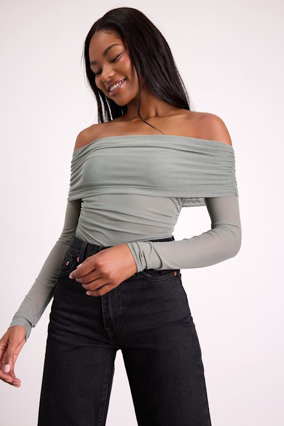 Sage Mesh OTS Top - OTS Long Sleeve Top - Sheer Mesh Top - Top - Image 5
