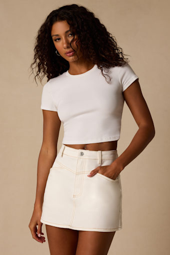 Alaire Ivory Denim High-Rise Mini Skirt 2