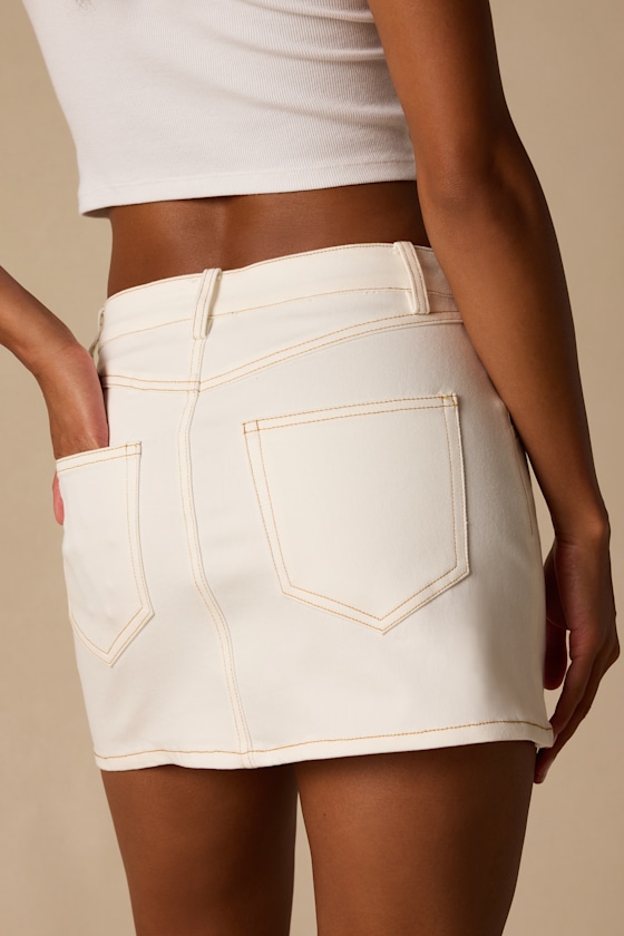 Alaire Ivory Denim High-Rise Mini Skirt 3