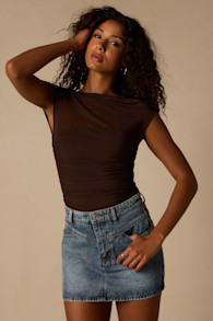 Alaire Medium Wash Denim High-Rise Mini Skirt 2