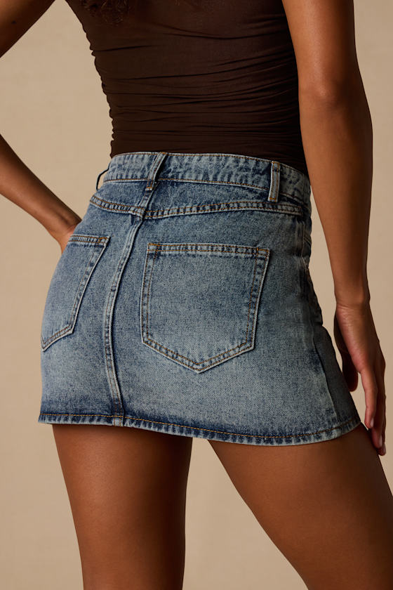 Alaire Medium Wash Denim High-Rise Mini Skirt 3