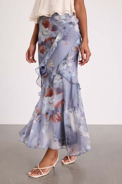 light blue long flowy dress Nellie Drop Waist Maxi Dress in Blue