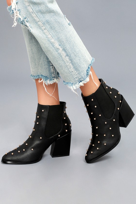 Trendy Ankle Booties - Studded Booties - Vegan Booties