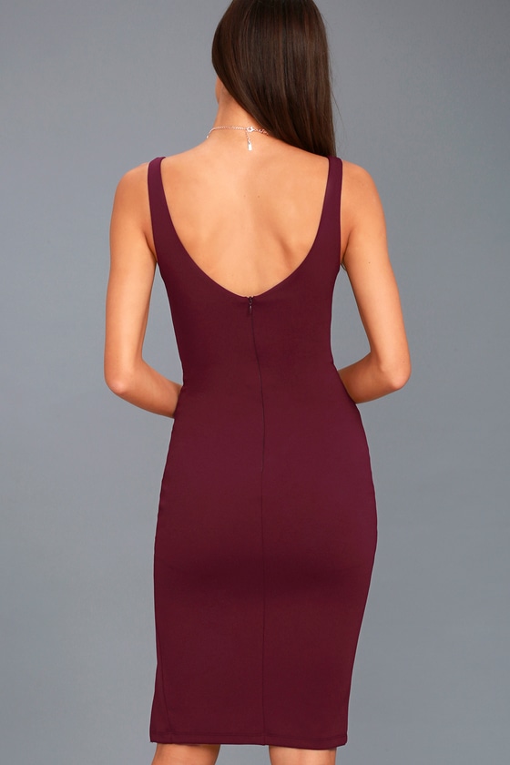 purple bodycon midi dress