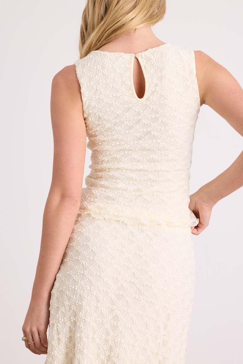 Cream Lace Tank Top - Textured Lace Tank Top - Lace Skirt Sets - Lulus