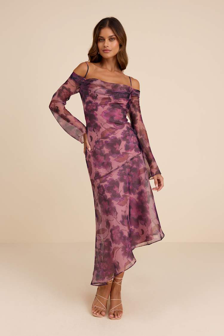 mauve dress fall Dark Mauve Bridesmaid Dress Chiffon Size Medium