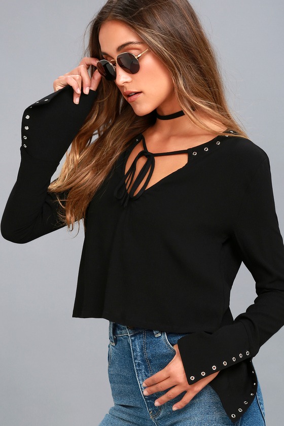 Lucky Ones Black Long Sleeve Top