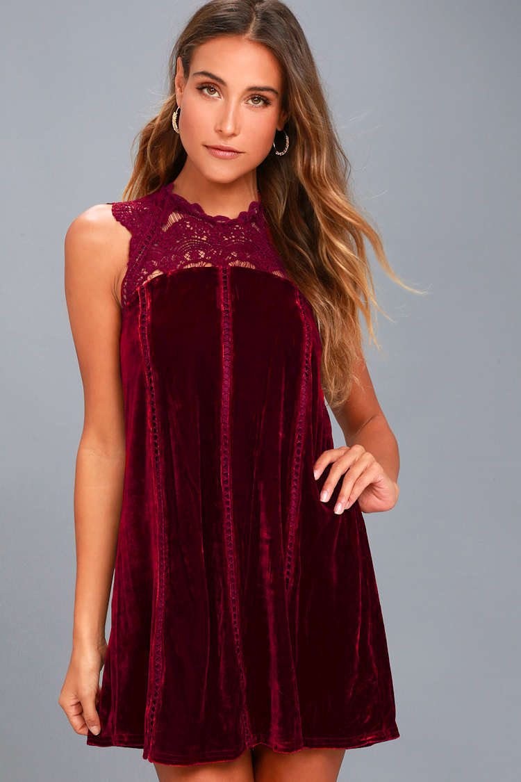 Lovely Burgundy Dress - Lace Dress - Velvet Dress - Lulus Lovely Burgundy Dress - Lace Dress - Velvet Dress - Lulus