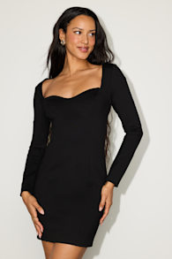 Samai Black Long Sleeve Bodycon Mini Dress 1