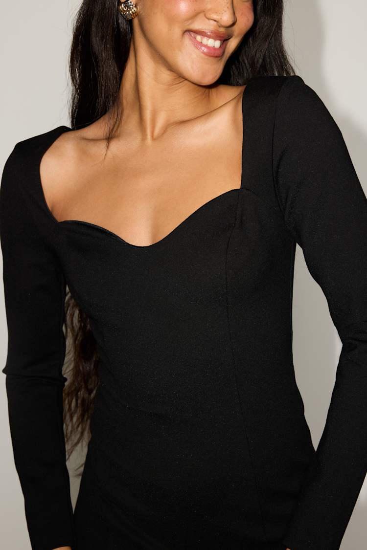 long sleeve scoop neck bodycon dress Women's Sexy Scoop Neck Long Sleeve Bodycon Dress – TOP SHOW main image 1