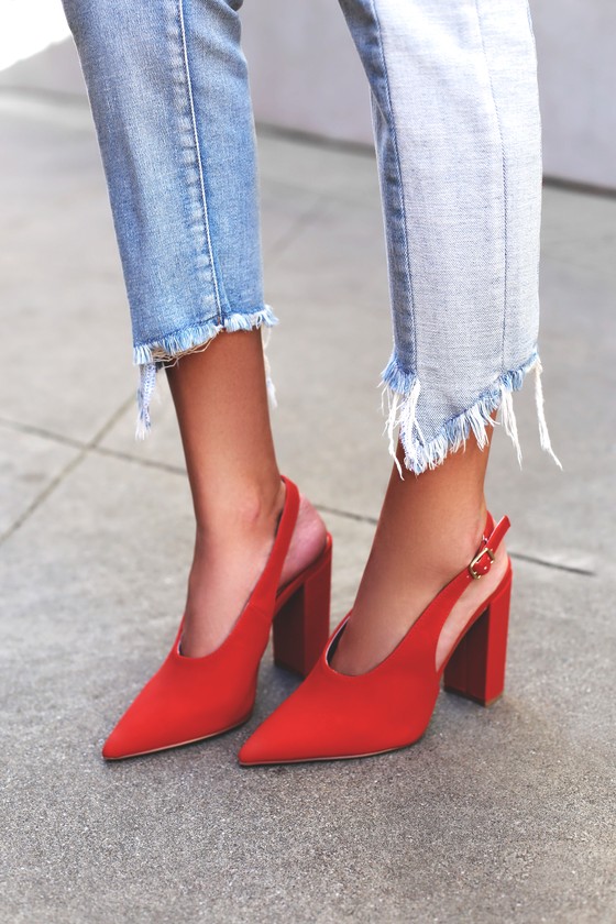 red slingback pumps