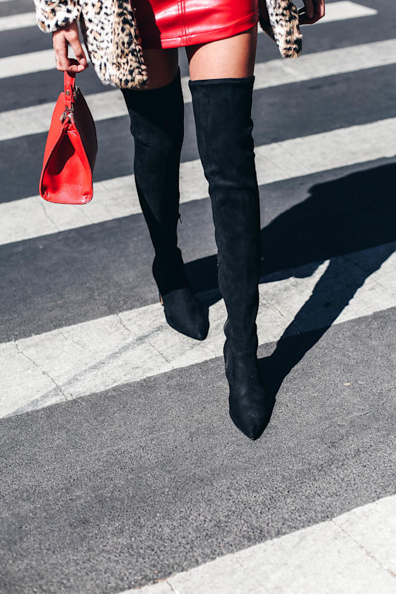 Krystan Black Suede Thigh High Boots 1