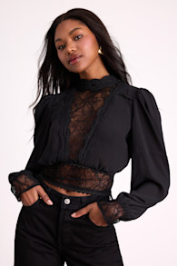 Lexia Black Lace Long Sleeve Top 1