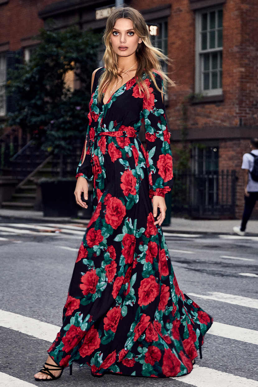 long sleeve floral maxi dress