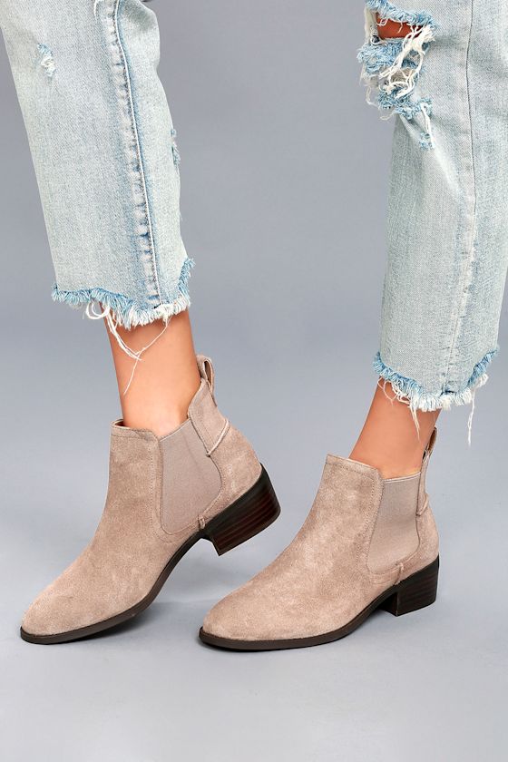Dicey Taupe Suede Leather Ankle Booties 6