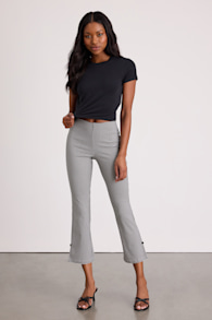 Nomi Black and White Gingham Cropped Flare Pants 1