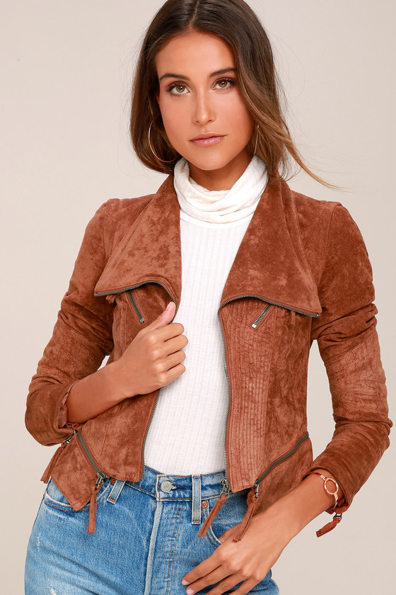 Ready For Anything Rust Orange Suede Moto Jacket