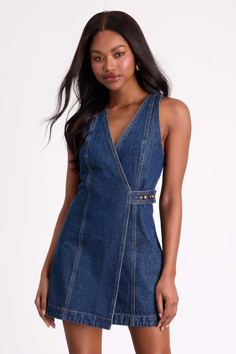 denim wrap dress Classic Denim Wrap Dress – House Of Merci main image 1