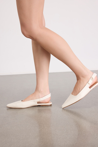 Brianna Ivory Pointed-Toe Slingback Flats 1