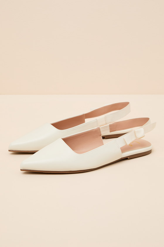 Lulus Brianna Ivory Pointed-Toe Slingback Flats