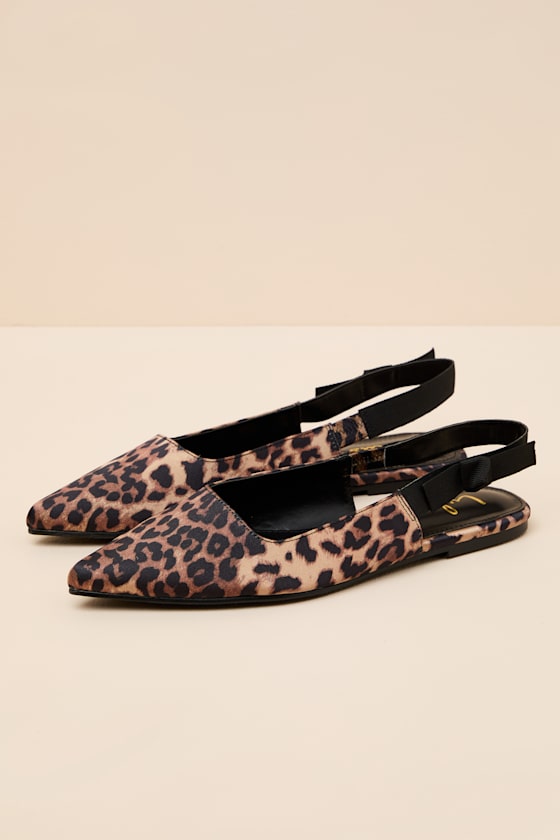 Lulus Brianna Leopard Pointed-Toe Slingback Flats