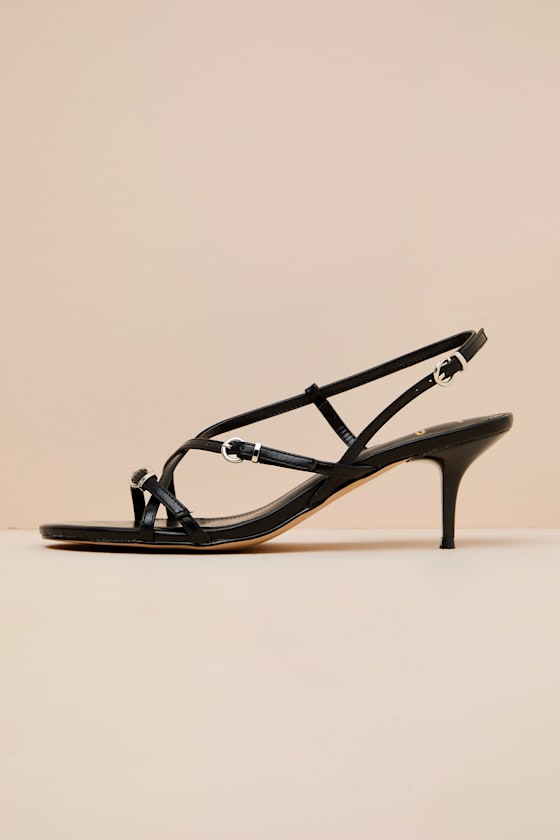 Sara Black Strappy Slingback High Heel Sandals 1
