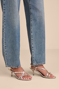 Sara Silver Strappy Slingback High Heel Sandals 1