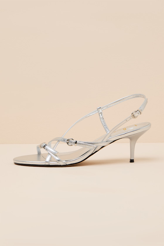 Sara Silver Strappy Slingback High Heel Sandals 1