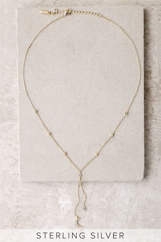 Sterling Silver Drop Necklace Rhinestone Drop Necklace Lulus