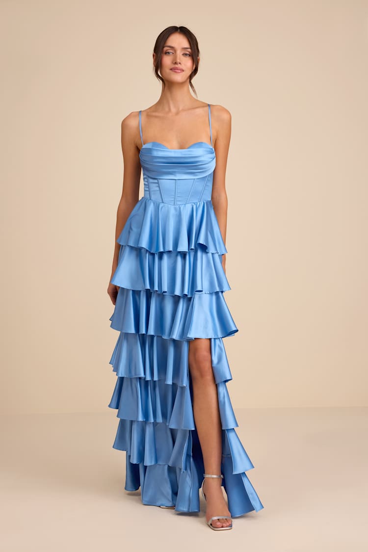 princess polly baby blue dress Ruffled Prom Dresses | Prom Dresses main image 1