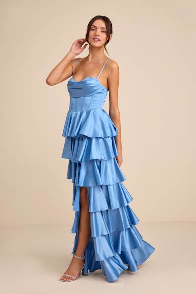 semi formal dresses for prom Luna Floral Ruffled Formal Dress main image 1