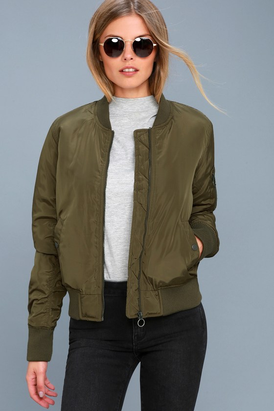 Cool Bomber Jacket - Olive Green Jacket - Puffer Jacket - Lulus