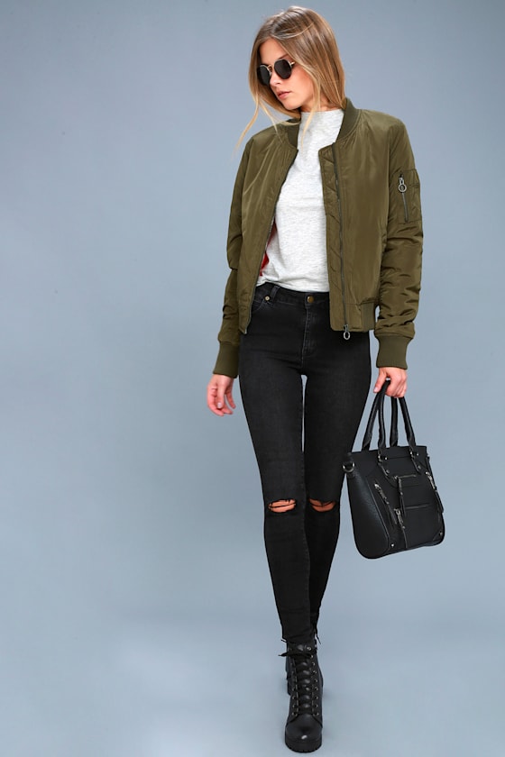 Cool Bomber Jacket Olive Green Jacket Puffer Jacket