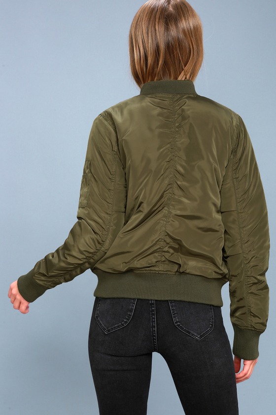 Cool Bomber Jacket - Olive Green Jacket - Puffer Jacket