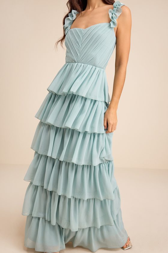 Alba Light Blue Ruffled Tiered Maxi Dress 2