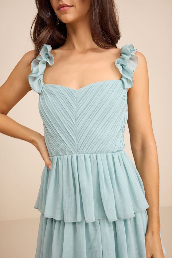 Alba Light Blue Ruffled Tiered Maxi Dress - thumbnail 5
