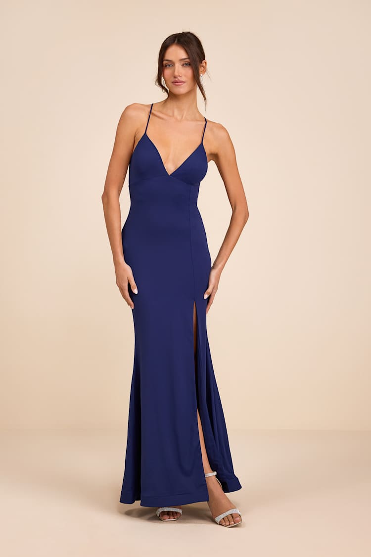 blue maxi knit dress Casey Blue Spaghetti Strap Knit Dress main image 0