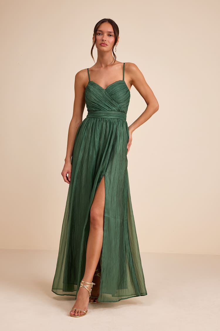 Rosalind Green Organza Strapless Maxi Dress