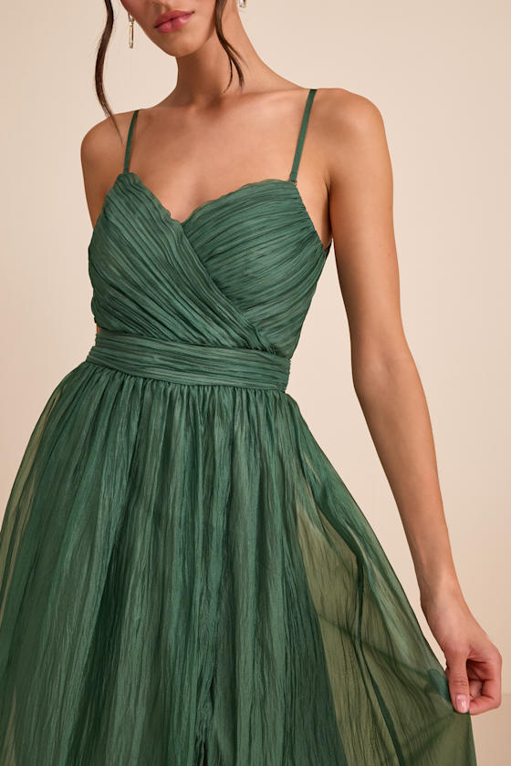 Rosalind Green Organza Strapless Maxi Dress 2