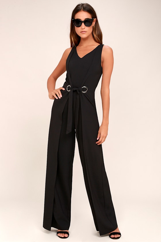 Chic Black Jumpsuit Grommet Jumpsuit WideLeg Jumpsuit Lulus