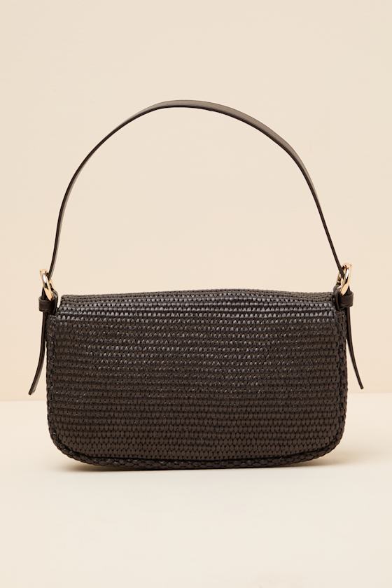 Faleen Chocolate Brown Woven Raffia Shoulder Bag - thumbnail 5