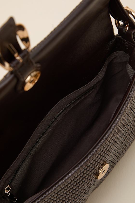 Faleen Chocolate Brown Woven Raffia Shoulder Bag - thumbnail 6