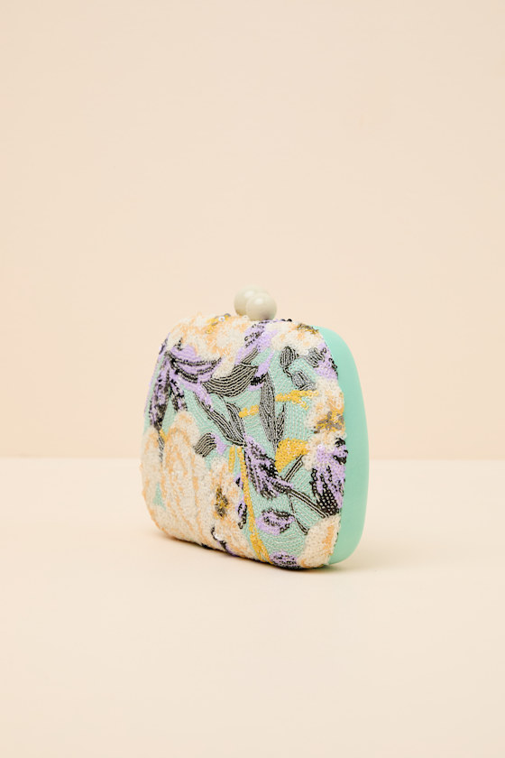 Orcia Mint Multi Floral Sequin Crossbody Clutch - thumbnail 4