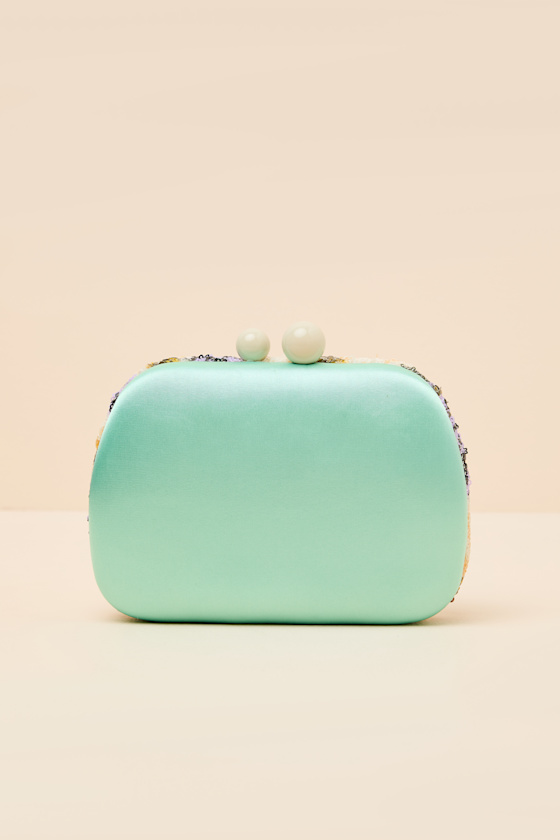 Orcia Mint Multi Floral Sequin Crossbody Clutch - thumbnail 5