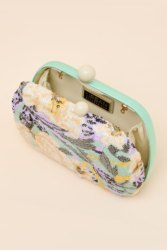 Orcia Mint Multi Floral Sequin Crossbody Clutch - thumbnail 6