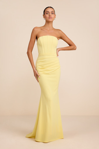 Laney Light Yellow Strapless Corset Maxi Dress 1