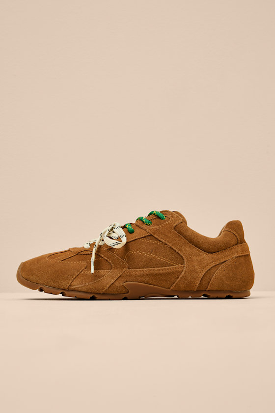 Aziel Camel Suede Leather Lace-Up Sneakers 1